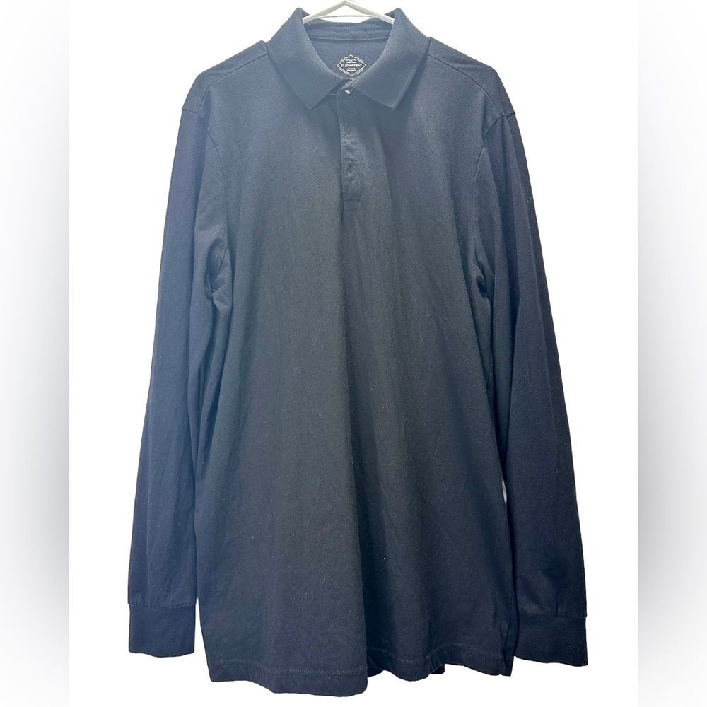 ST. JOHN'S BAY BRAND MEN'S Black LONG SLEEVES POLO SIZE LT